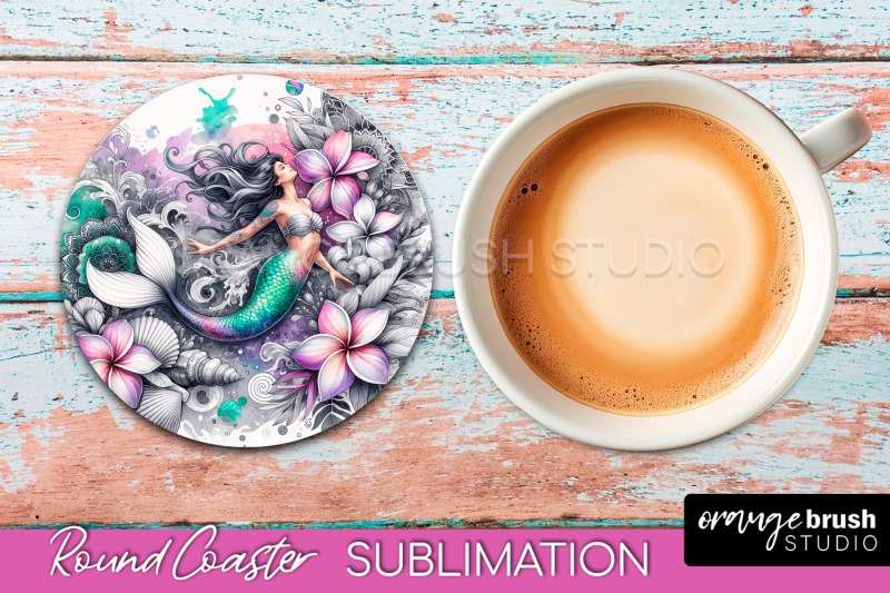 watercolor-mermaid-coaster-sublimation-round-car-coaster