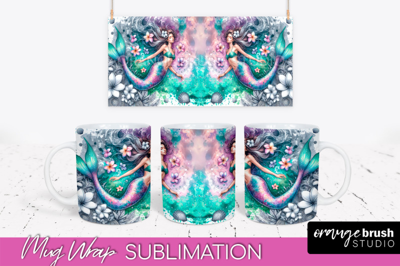 mermaid-mug-wrap-watercolor-mermaid-mug-sublimation-design