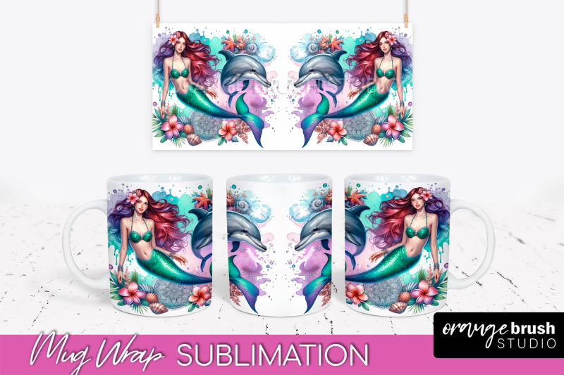 mermaid-mug-wrap-watercolor-mermaid-mug-sublimation-design