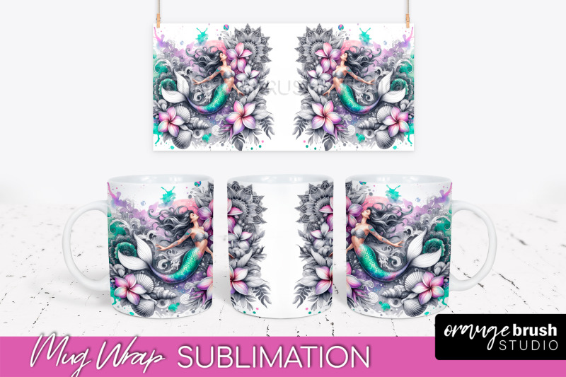 mermaid-mug-wrap-watercolor-mermaid-mug-sublimation-design