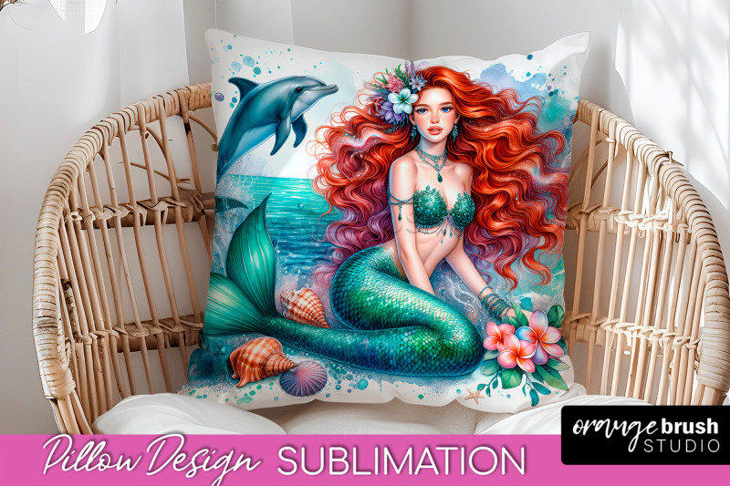 watercolor-mermaid-pillow-cover-summer-pillow-sublimation