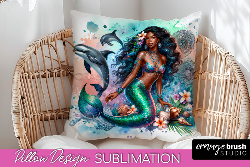 watercolor-mermaid-pillow-cover-summer-pillow-sublimation