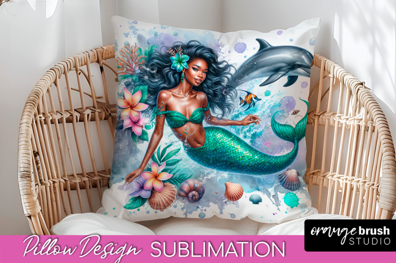 watercolor-mermaid-pillow-cover-summer-pillow-sublimation