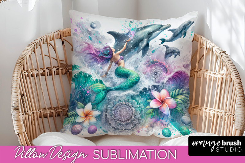 watercolor-mermaid-pillow-cover-summer-pillow-sublimation