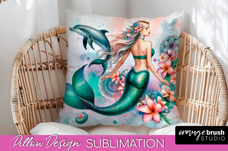 watercolor-mermaid-pillow-cover-summer-pillow-sublimation