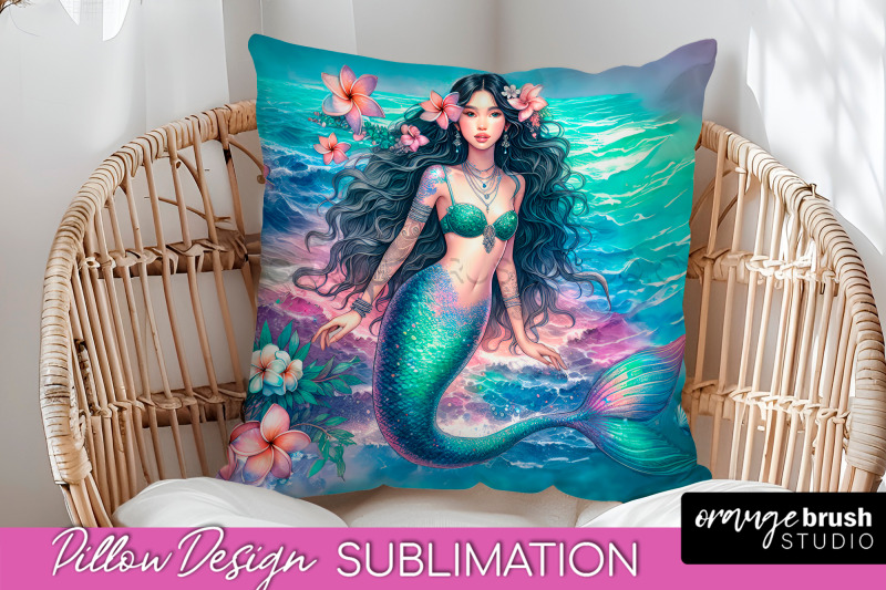 watercolor-mermaid-pillow-cover-summer-pillow-sublimation