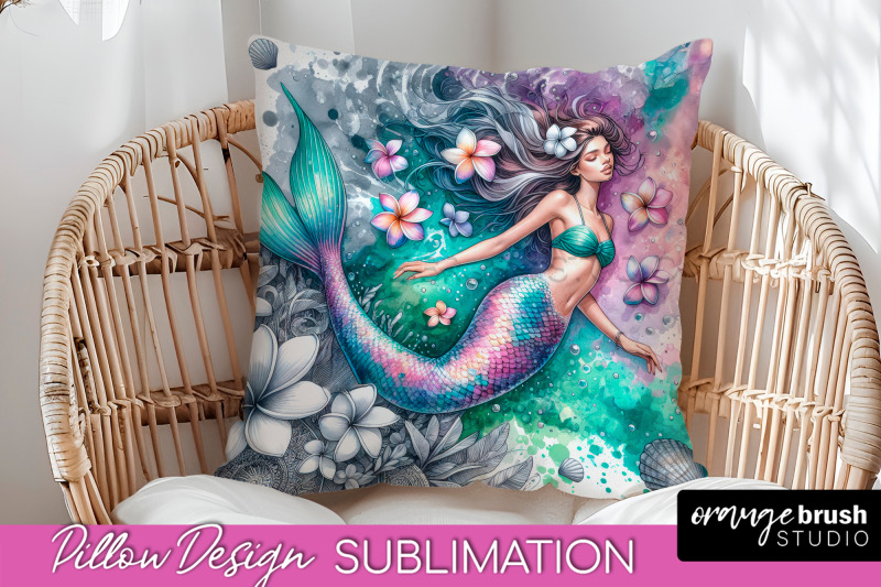 watercolor-mermaid-pillow-cover-summer-pillow-sublimation