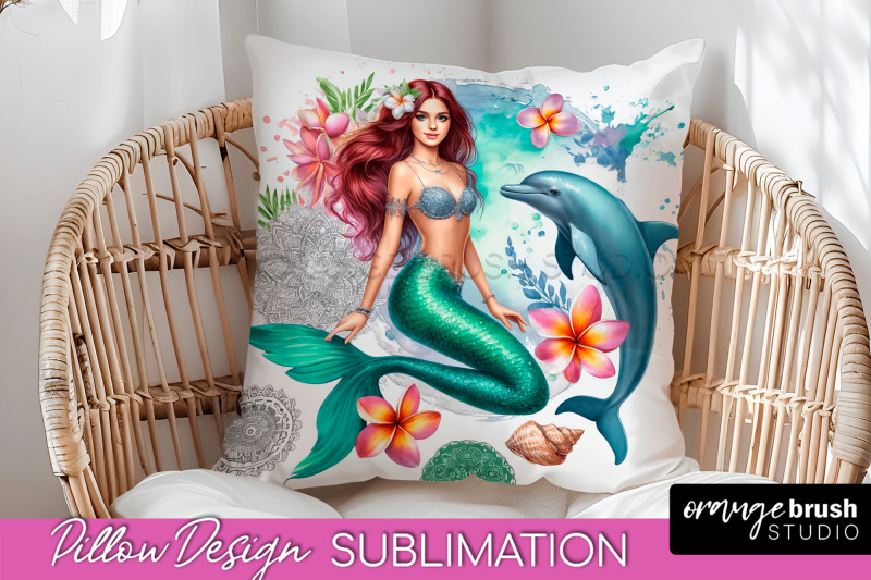 watercolor-mermaid-pillow-cover-summer-pillow-sublimation