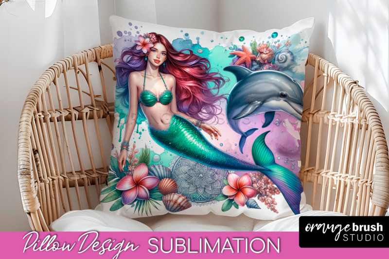 watercolor-mermaid-pillow-cover-summer-pillow-sublimation