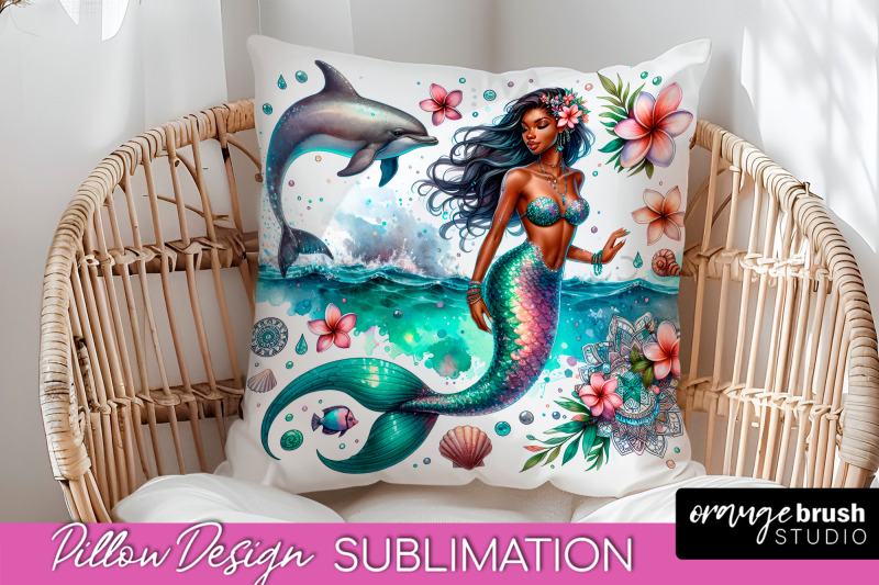 watercolor-mermaid-pillow-cover-summer-pillow-sublimation