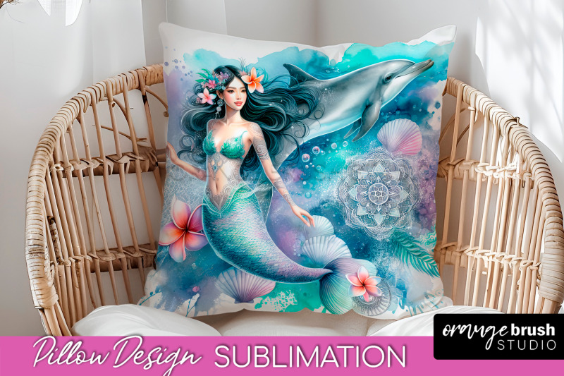 watercolor-mermaid-pillow-cover-summer-pillow-sublimation