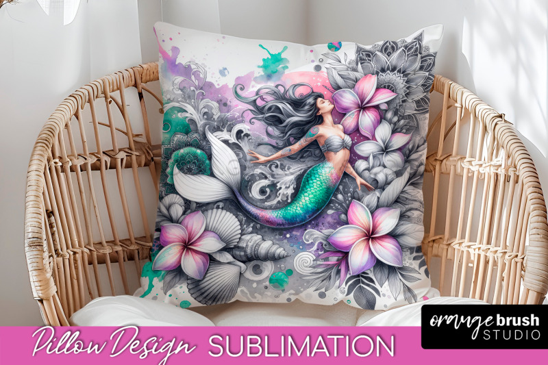 watercolor-mermaid-pillow-cover-summer-pillow-sublimation