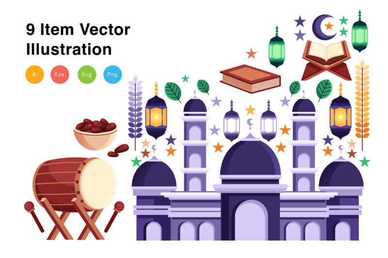 ramadhan-elements-vector-illustration