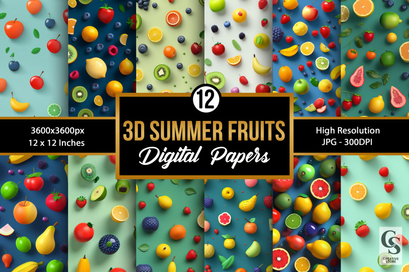 summer-3d-fruits-seamless-patterns