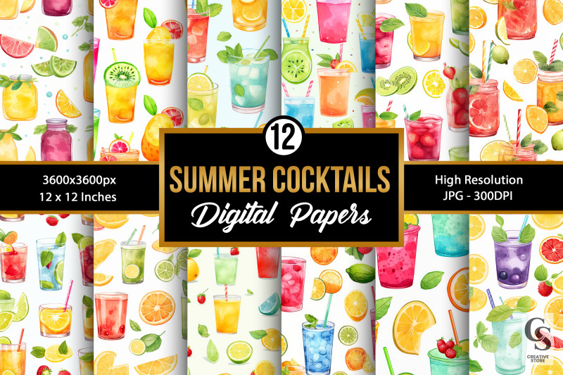 watercolor-summer-cocktails-digital-papers