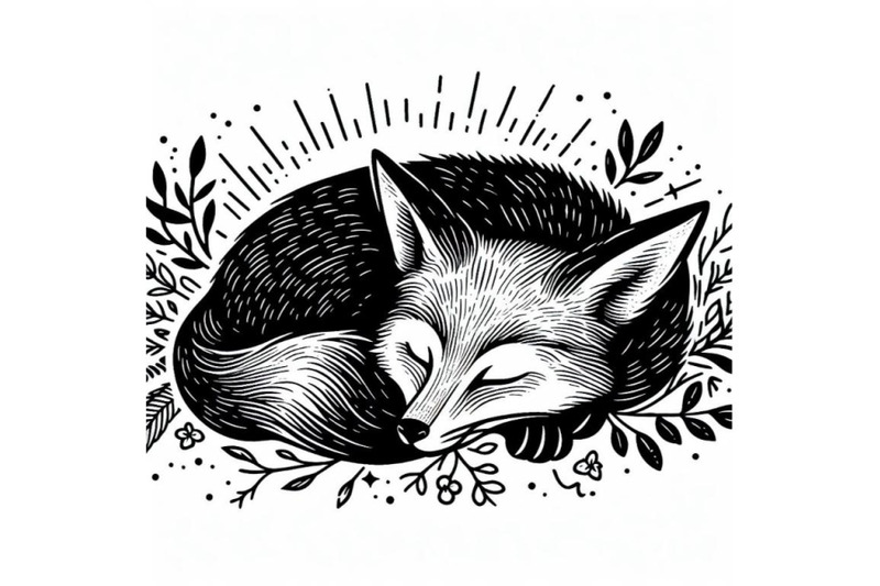 hand-drawn-sleeping-fox