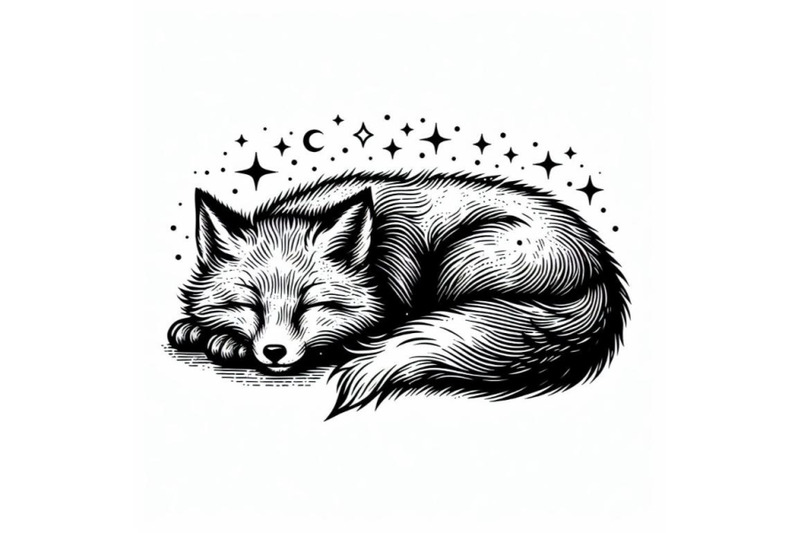 hand-drawn-sleeping-fox