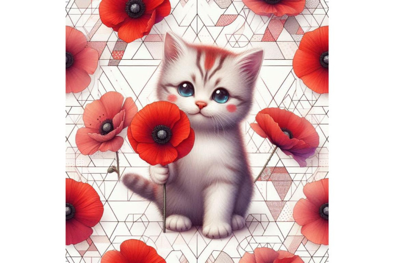 cute-cat-holding-a-red-poppy