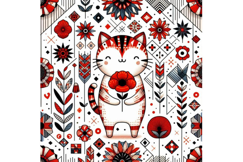 cute-cat-holding-a-red-poppy