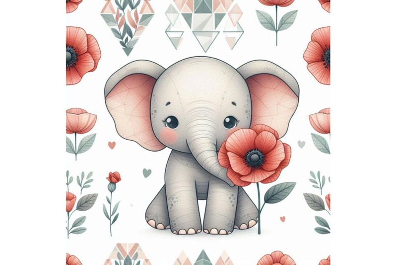 cute-elephant-holding-a-red-poppy