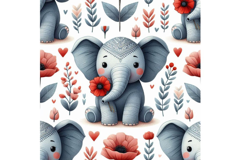 cute-elephant-holding-a-red-poppy