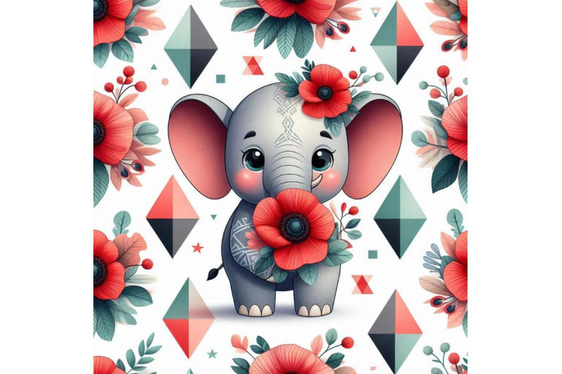 cute-elephant-holding-a-red-poppy