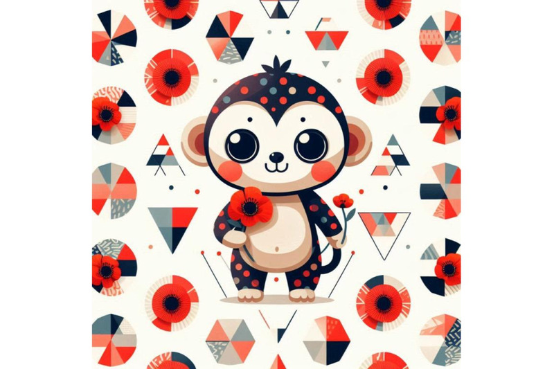 cute-monkey-holding-a-red-poppy