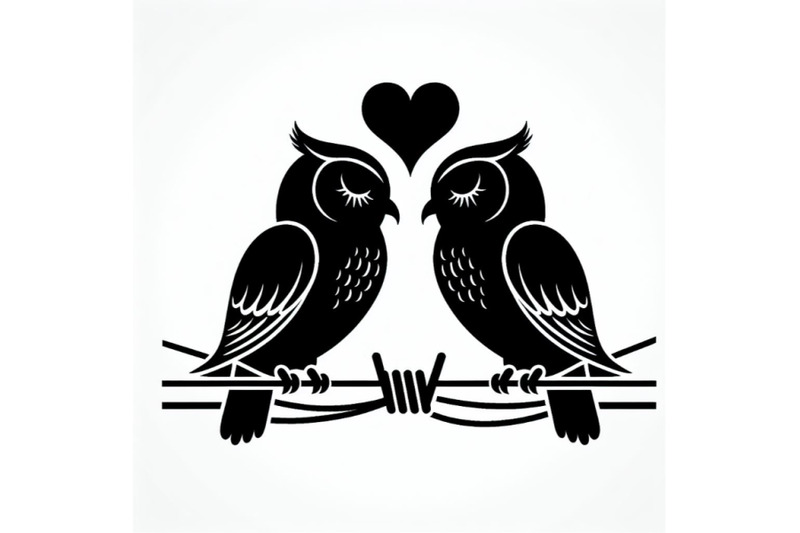 two-owls-silhouettes-on-wire-in-love