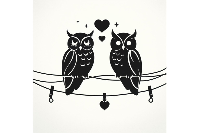 two-owls-silhouettes-on-wire-in-love