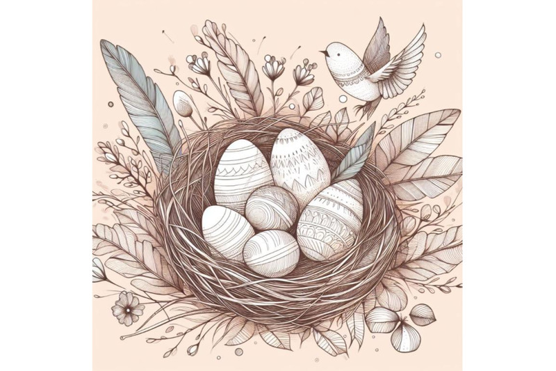 watercolor-art-bird-nest-with-eggs