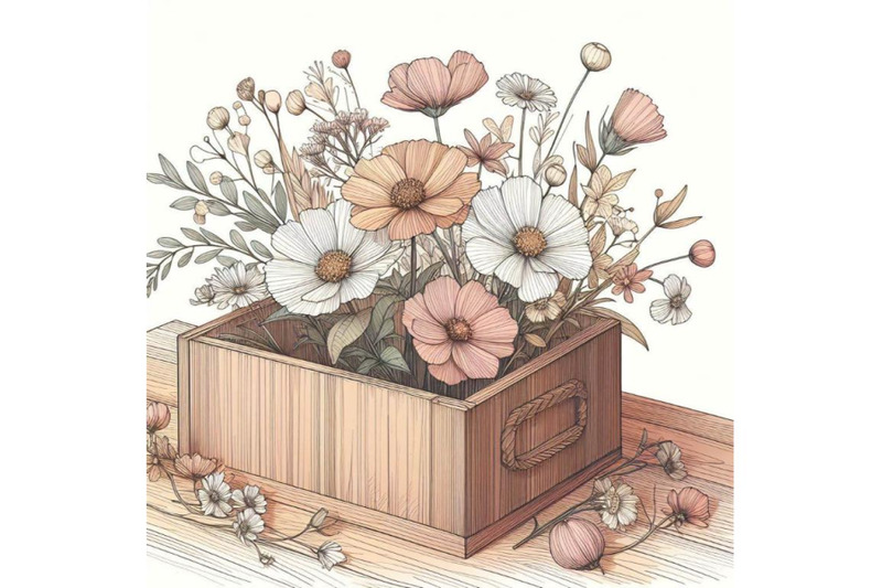 watercolor-flowers-wooden-box