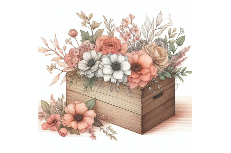 watercolor-flowers-wooden-box