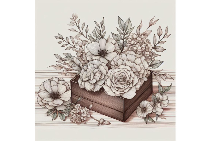 watercolor-flowers-wooden-box