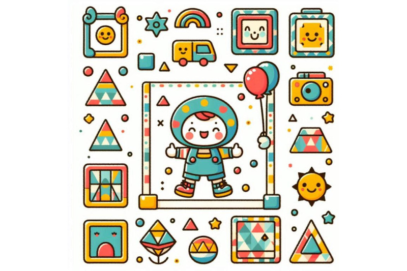 small-and-smile-colorful-kids-with-frame