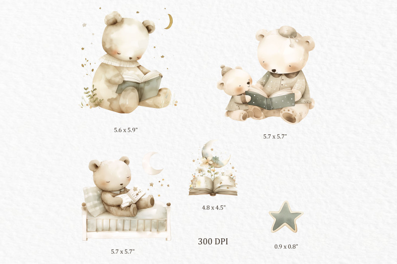 reading-watercolor-bear-clipart