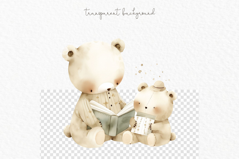 reading-watercolor-bear-clipart