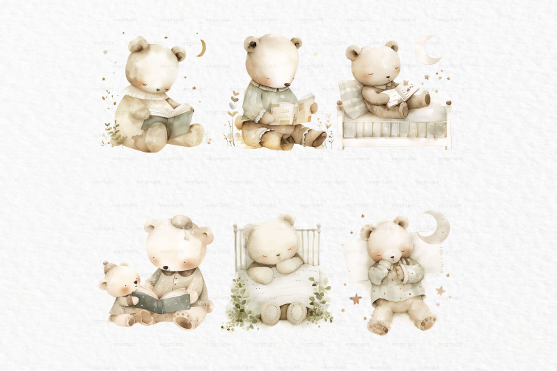 reading-watercolor-bear-clipart