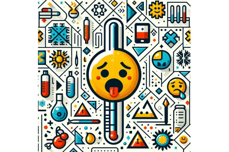 a-sick-emoticon-with-a-thermometer