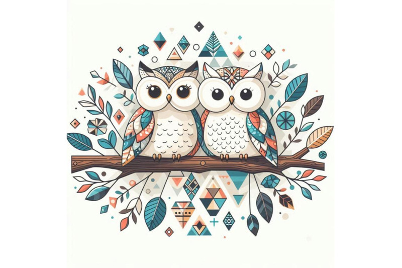 cute-owl-couple-sitting-on-tree-branch