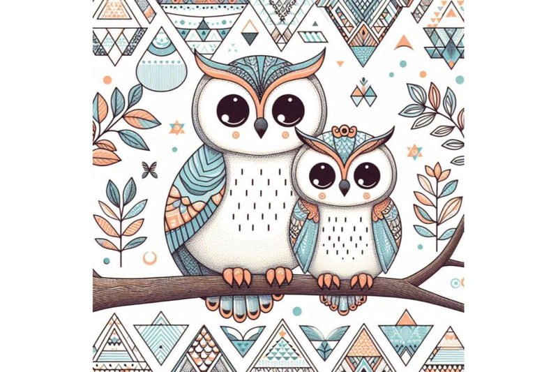 cute-owl-couple-sitting-on-tree-branch