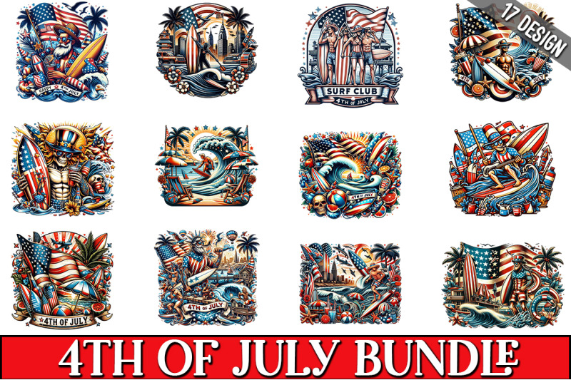 4th-of-july-surf-club-clipart-bundle