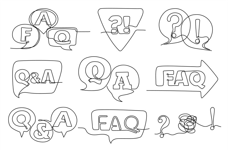 one-line-faq-and-qa-hand-drawn-question-and-answer-frequently-asked