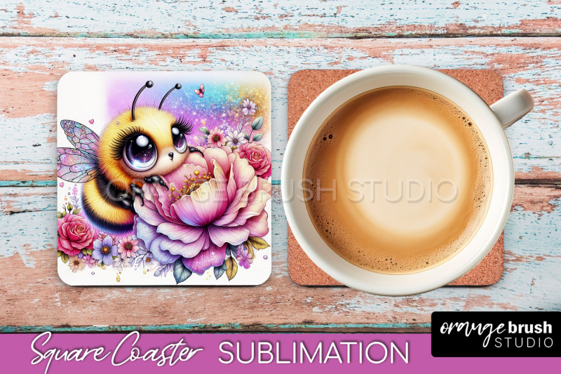 watercolor-bee-square-coaster-sublimation-bee-quote