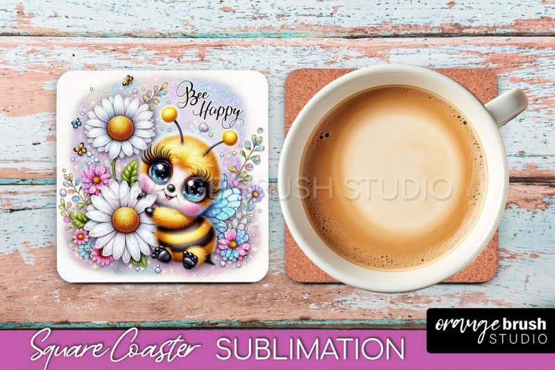 watercolor-bee-square-coaster-sublimation-bee-quote