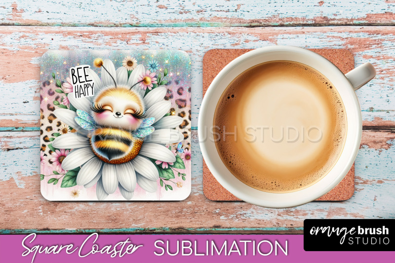 watercolor-bee-square-coaster-sublimation-bee-quote