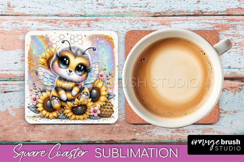 watercolor-bee-square-coaster-sublimation-bee-quote