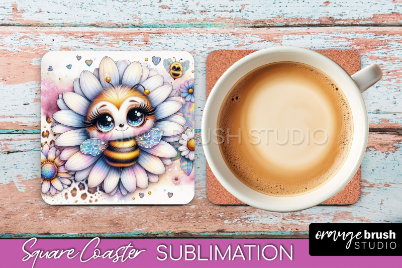 watercolor-bee-square-coaster-sublimation-bee-quote