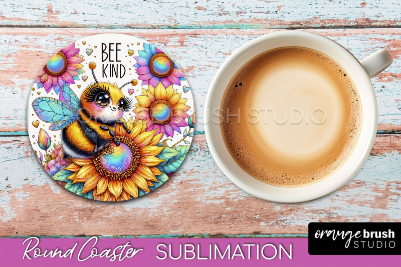 bee-round-coaster-sublimation-cute-bee-car-coaster-design