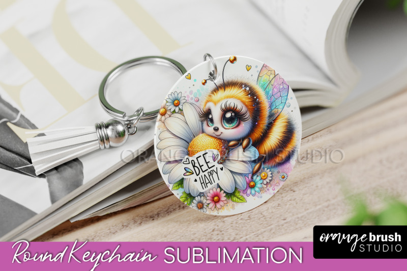 bee-keychain-summer-keychain-sublimation-cute-bee