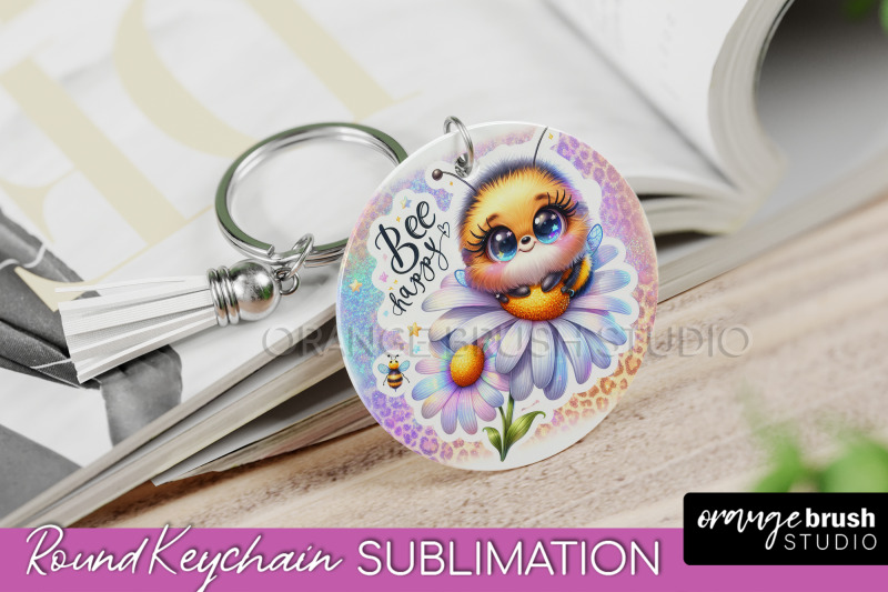 bee-keychain-summer-keychain-sublimation-cute-bee